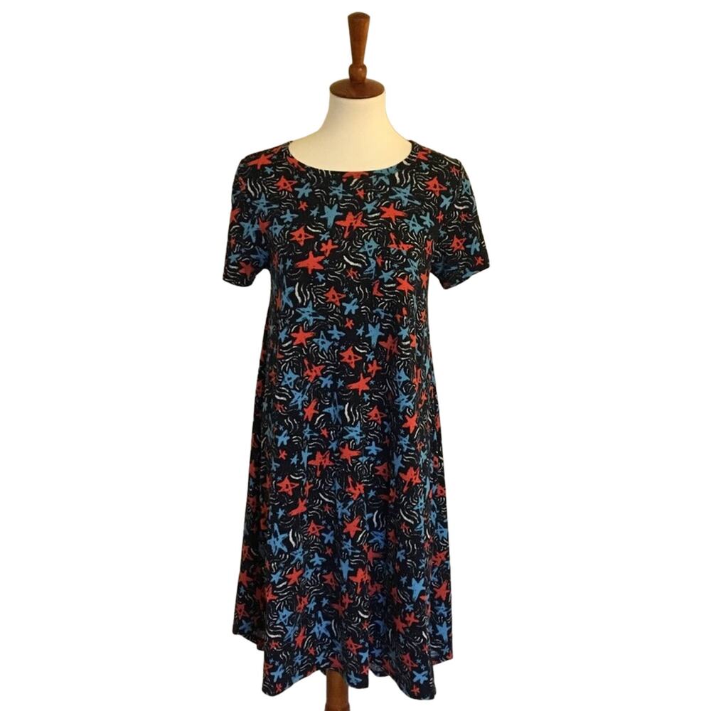 LuLaRoe Carly swing dress in patriotic stars, size S